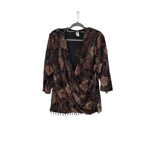 Retro MSK Women's Textured Top (Bottom is Beaded) Size 3XL - Gold Thread Detail